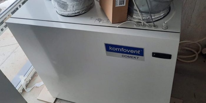 Система Komfovent Domekt R 500 V на 650 кубов, на системе полужёстких воздуховодов Blaufast