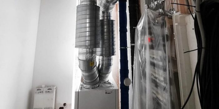 Система Komfovent Domekt R 500 V на 650 кубов, на системе полужёстких воздуховодов Blaufast